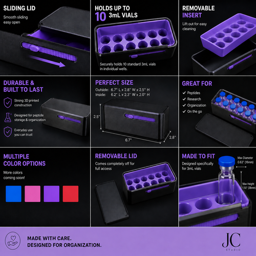 3D Printed Slide Lock 3ml Vial Storage Box