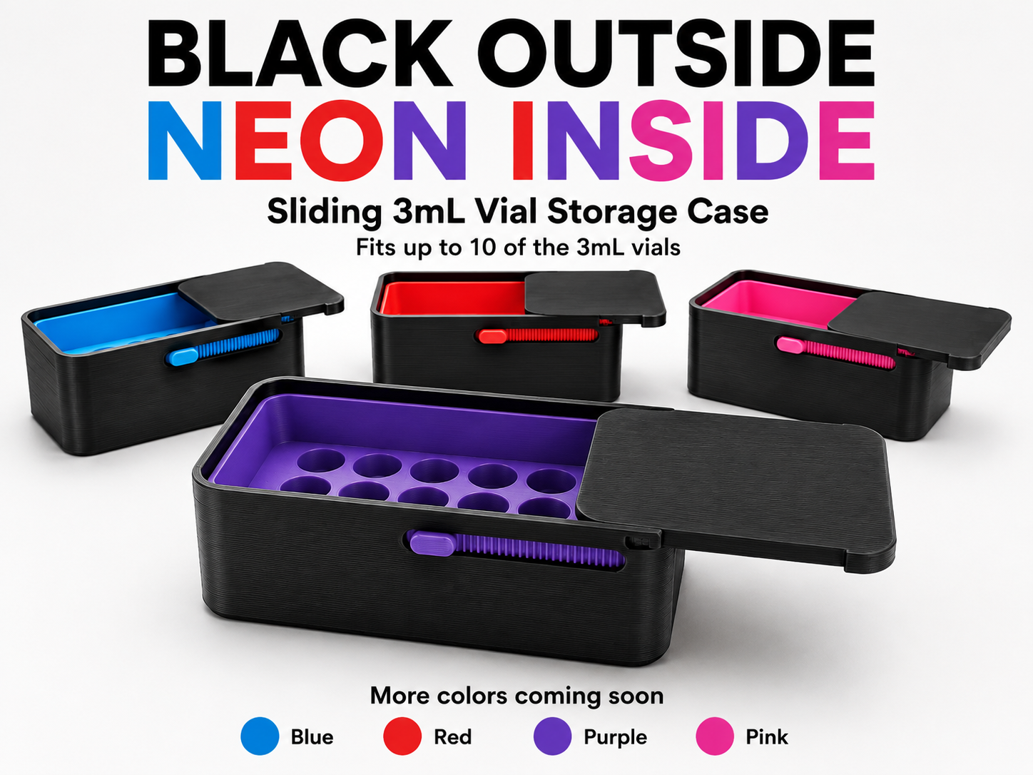 3D Printed Slide Lock 3ml Vial Storage Box