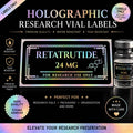 Holographic Research Vial Labels | Waterproof, Tear Resistant, Pack of 10