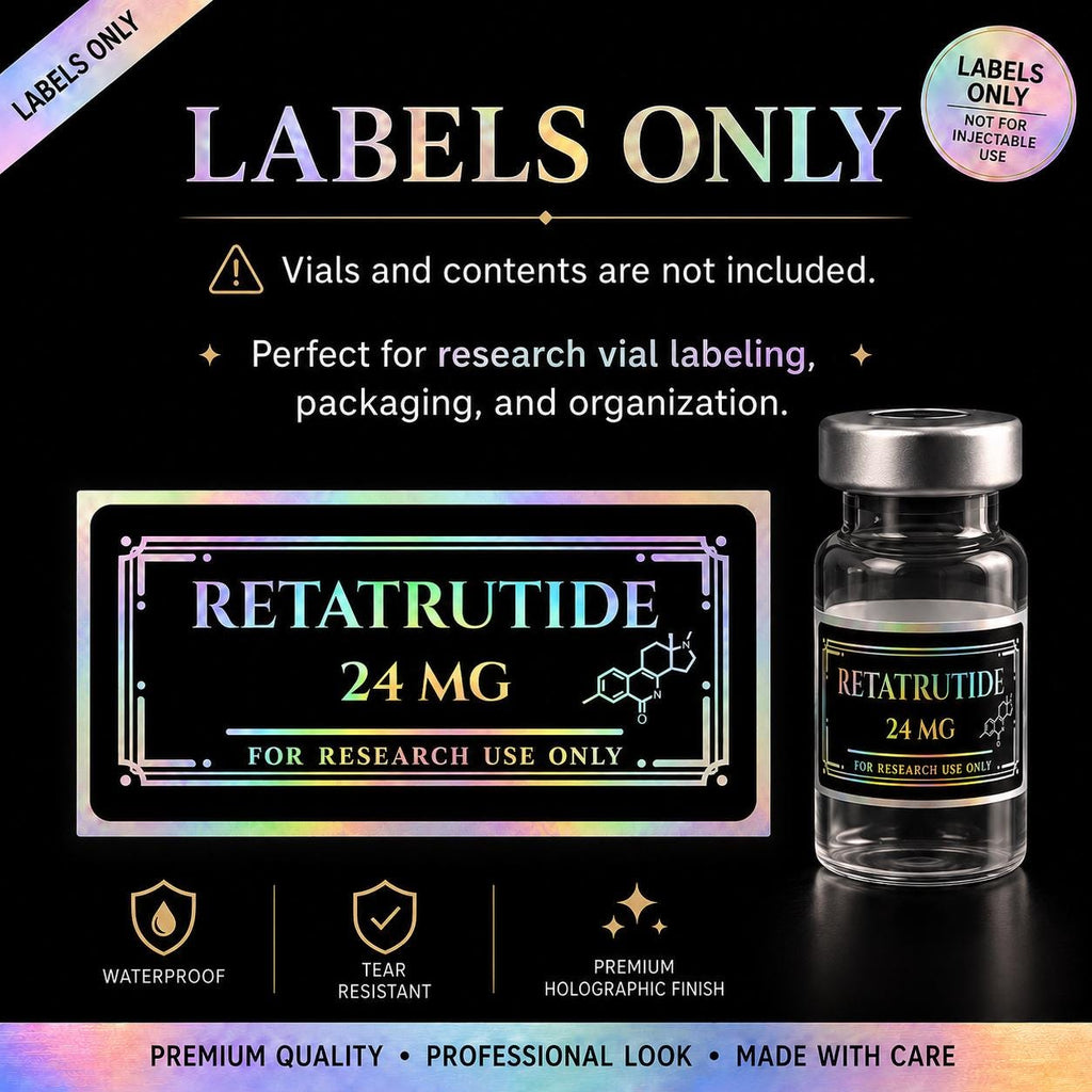 Holographic Research Vial Labels | Waterproof, Tear Resistant, Pack of 10