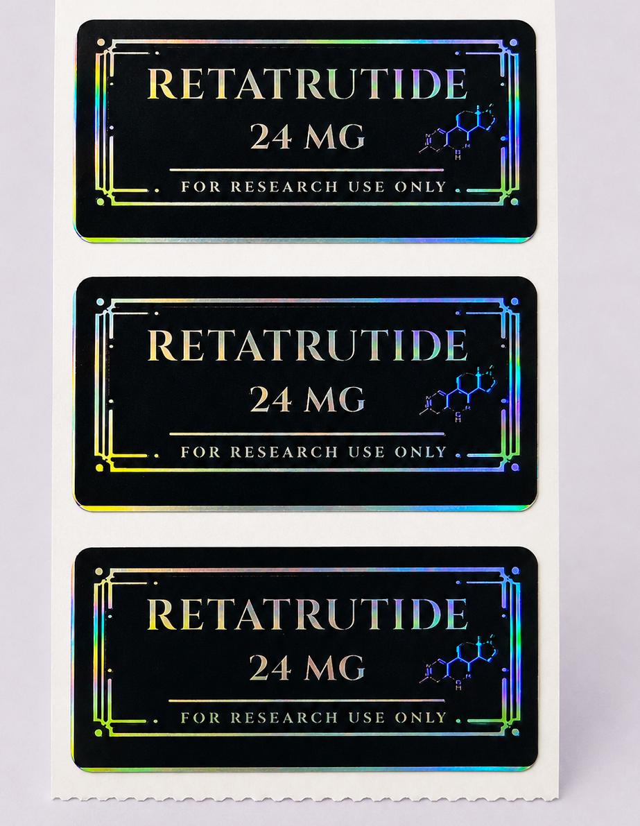 Holographic Research Vial Labels | Waterproof, Tear Resistant, Pack of 10