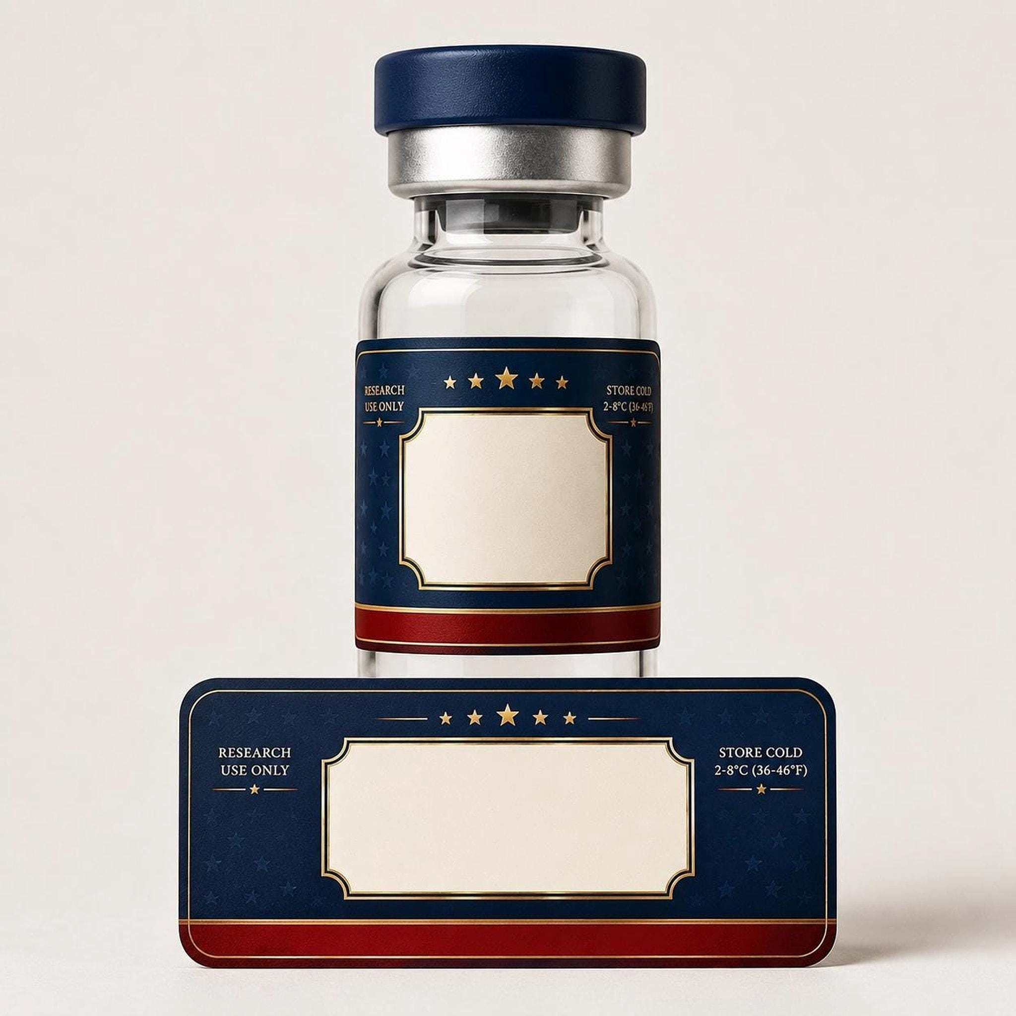 Patriotic Peptide Vial Labels | Waterproof Research Vial Stickers for 3mL 5mL 10mL