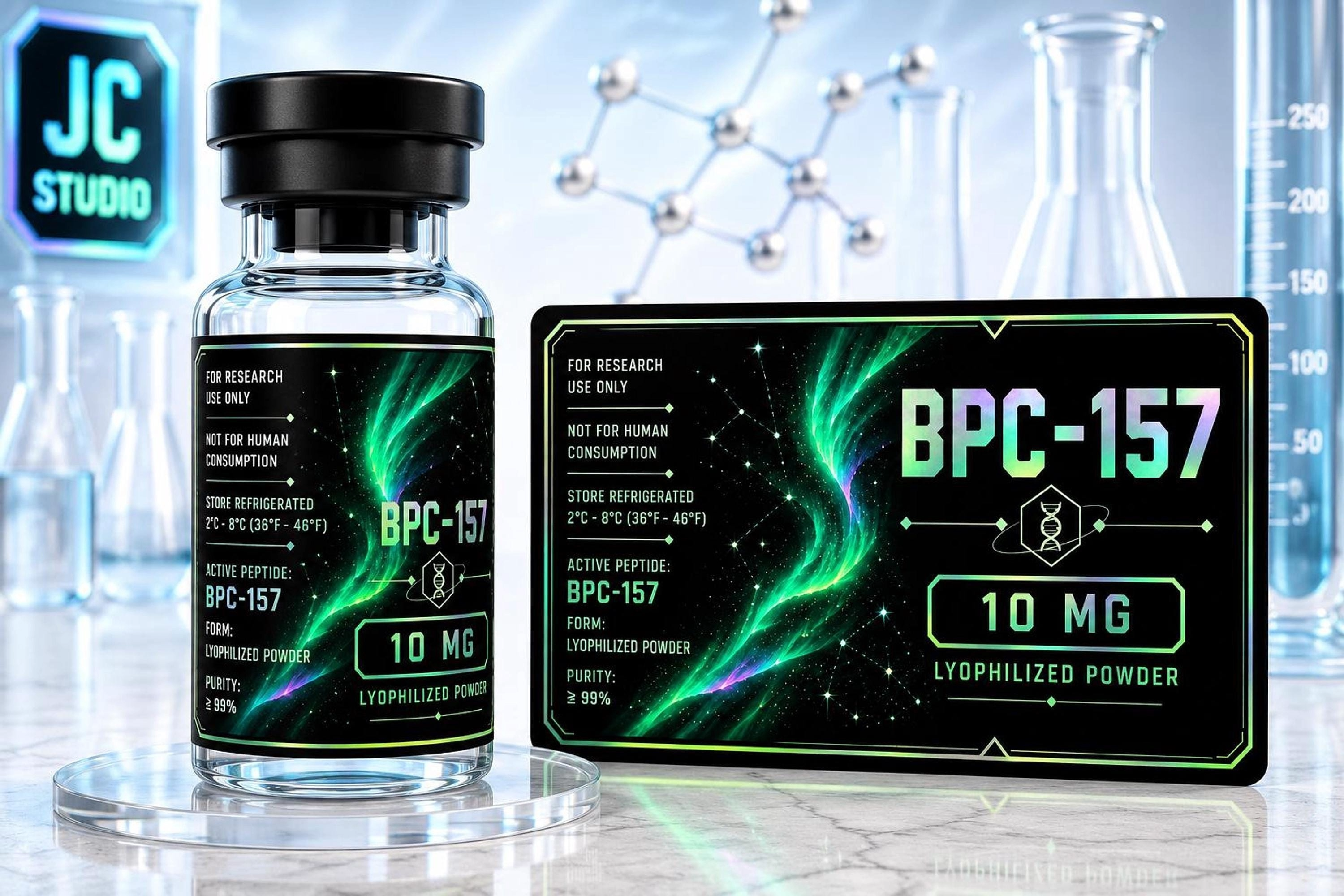 Holographic Research Vial Labels | Waterproof, Tear Resistant, Pack of 10