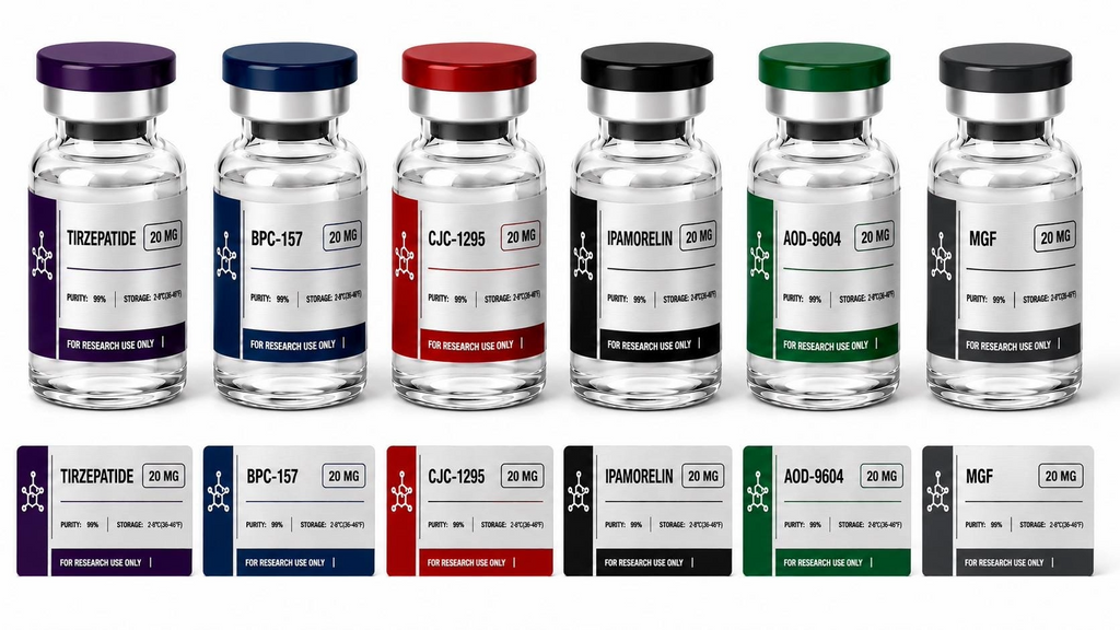 Clinical Peptide Vial Labels Waterproof Custom Research Vial Stickers for 3mL & 5mL Vials