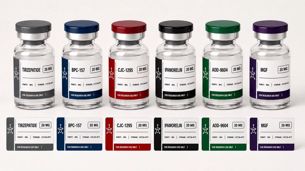 Clinical Peptide Vial Labels Waterproof Custom Research Vial Stickers for 3mL & 5mL Vials