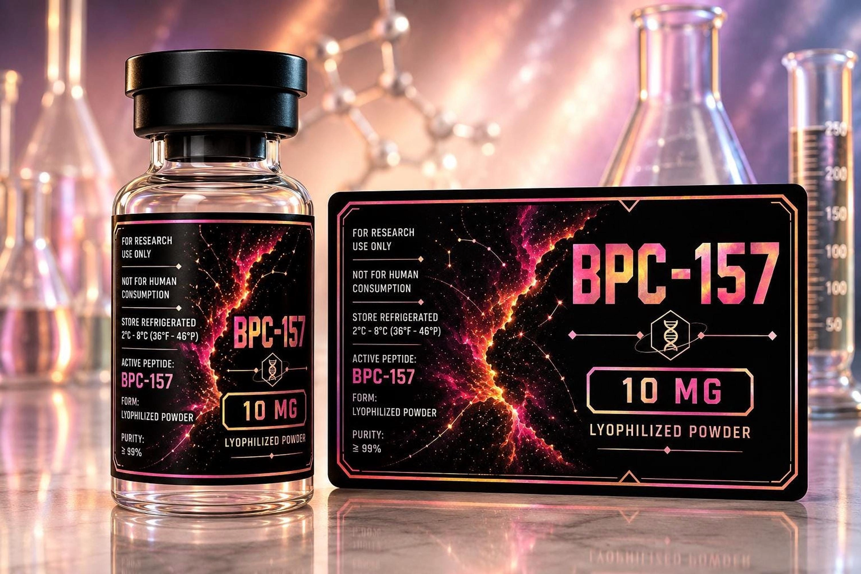 Holographic Research Vial Labels | Waterproof, Tear Resistant, Pack of 10