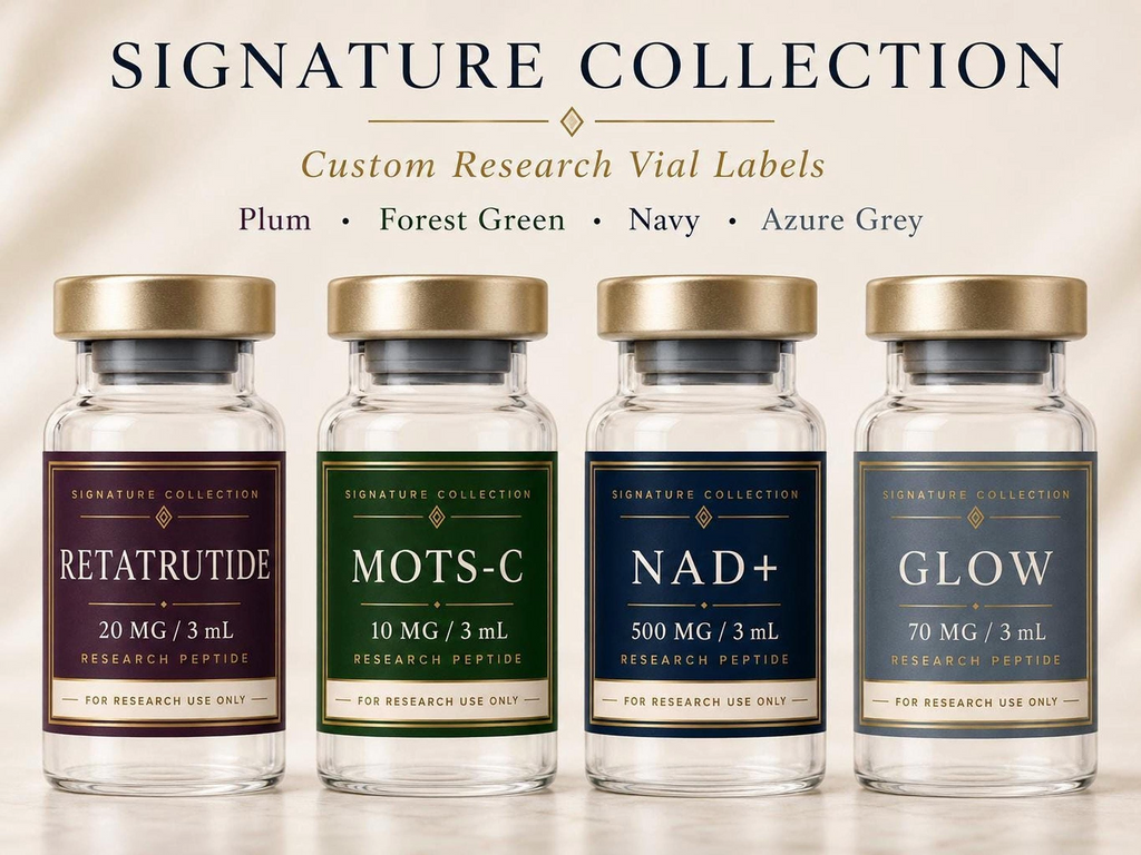 Custom Personalized peptide vial labels, waterproof, 3ml-10ml, 10-pack.
