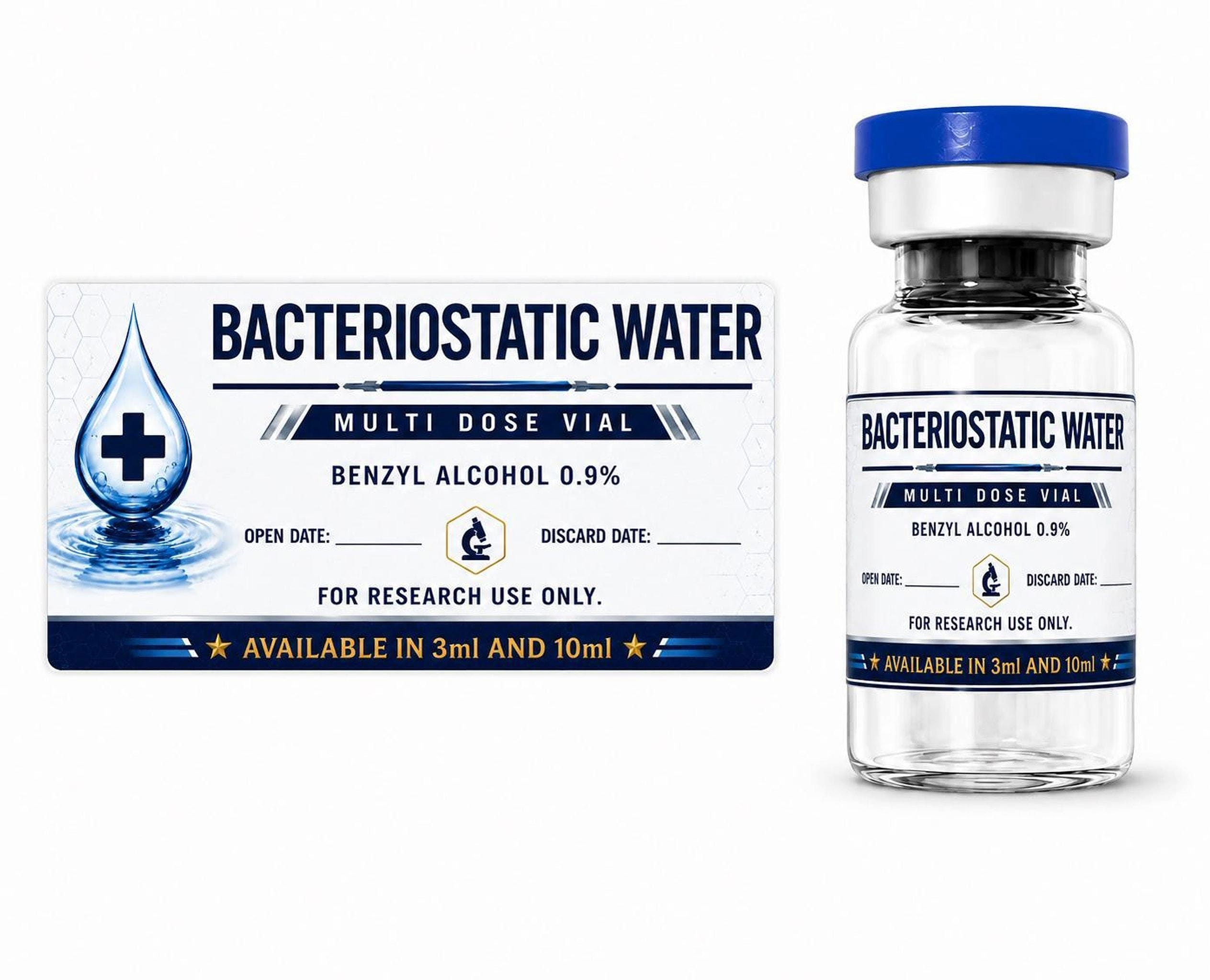 Waterproof Bacteriostatic Water Vial Labels, 3ml & 10ml Size with Opened Date Stickers