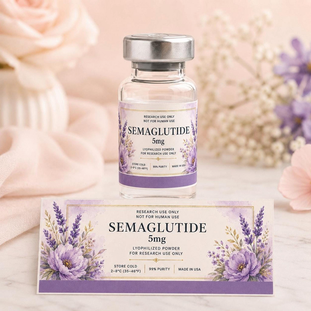 Custom Watercolor Floral Vial Labels, Waterproof Stickers for Peptide Research, 1.75 x 0.75